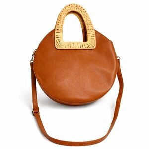 ⭐️HP⭐️NWT- Anthropologie- round, brown crossbody bag with handle.